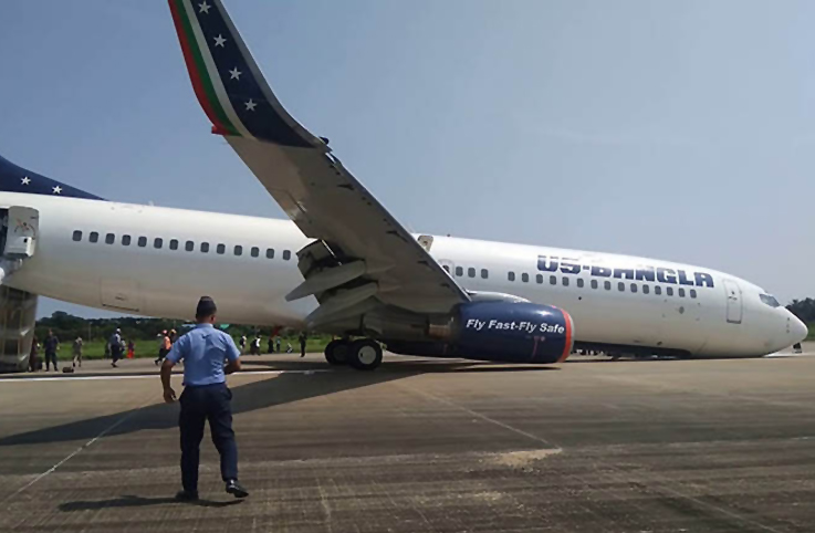 US-Bangla Airlines’in B-737-800’ü burun üstü indi