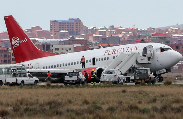 Peruvian Havayolları’nın uçağı inişte arka iniş takımları çöktü