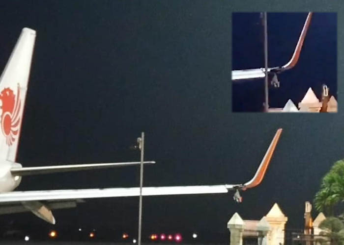 Lion Air uçağı kanadını elektrik direğine çarptı