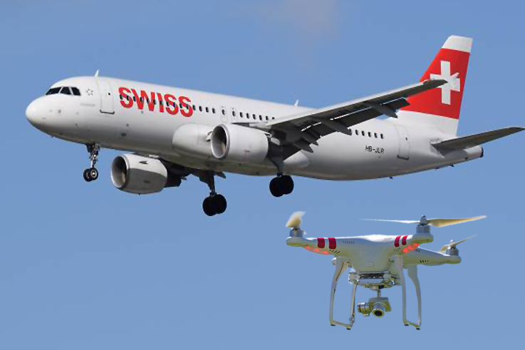 Swiss uçağı bir drone ile çarpışma tehikesi atlattı