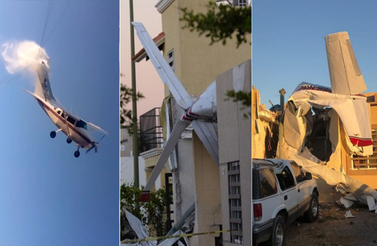 Cessna, Meksika Sinaloa eyaletinde evin üzerine düştü