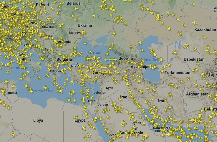 Türk hava sahasından geçen uçak sayısı % 5.4 arttı