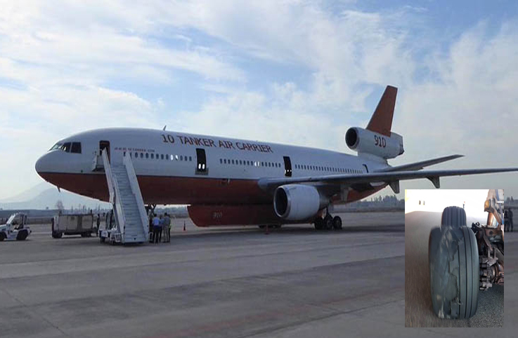 Şili’de DC-10 tipi tanker uçağının inişte lastiği patladı