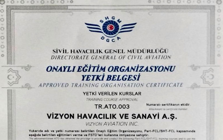 Vizyon Havacılık Uçuş Okulu ATPL yetkisi aldı