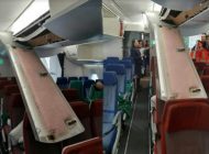 Latam Havayolları uçağı kabininde inişte paneller söküldü