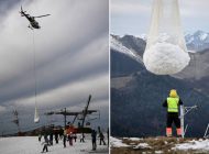 Kayak merkezine helikopter ile kar taşıdılar