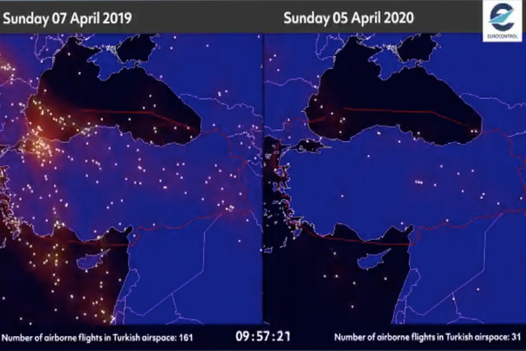 Eurocontrol Türkiye Hava Trafiğini paylaştı