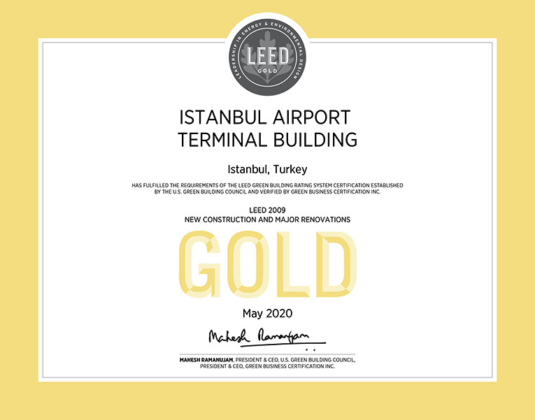 İstanbul Havalimanı Terminali “LEED Altın” Sertifikası aldı