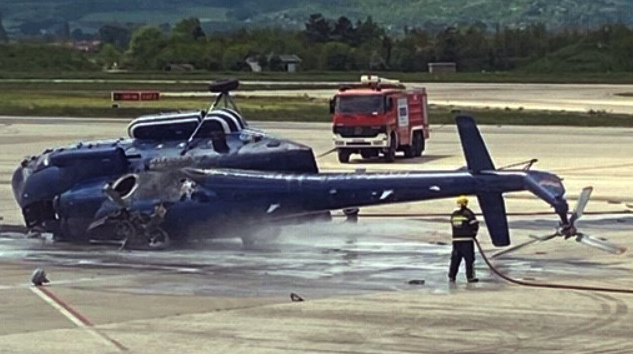 Üsküp’te polis helikopteri inişte ters döndü