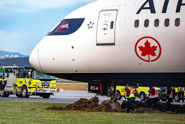 Air Canada’nın B787-9’u taksi yaparken pistten çıktı