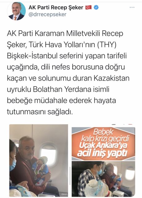 THY uçağında kalp krizi geçiren bebeğe milletvekili müdahalesi