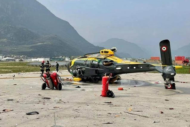 İtalya’da AW169 tipi helikopter kalkışta kaza geçirdi
