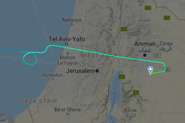 THY Amman uçağı İsrail kıyıları üzerinde turladı