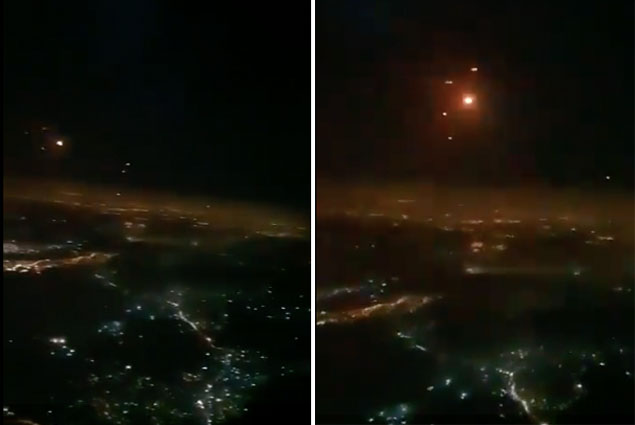 İsrail’de roket atışları uçaktan böyle görüldü