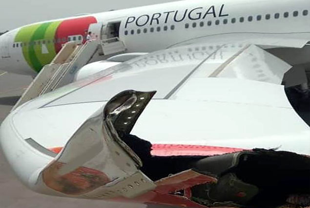 TAP havayolunun A330’u takside elektrik direğine çarptı