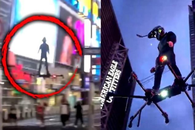 Times Meydanı’nda ‘hoverboard’ ile uçtu