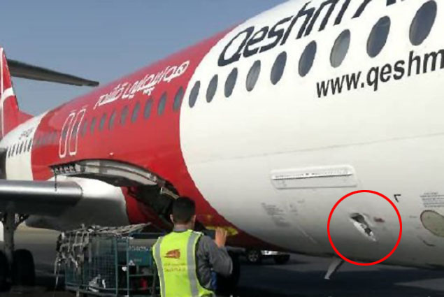 Qeshm Air havayolu uçağına hizmet aracı çarptı