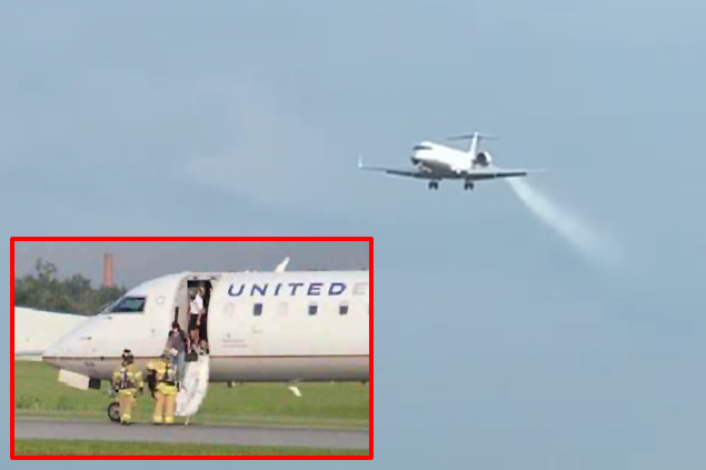 United Express CRJ uçağı acil indi