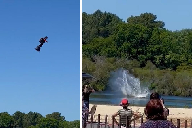 Fransız mucit Franky Zapata, flyboard ile göle çakıldı