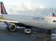 Delta uçağının takside motoruna kuş girdi