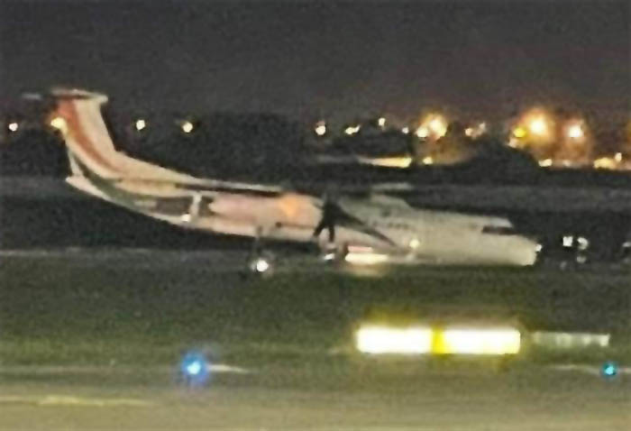 Fildişi Sahili’nde DHC-8 tipi uçak burnu üstüne indi