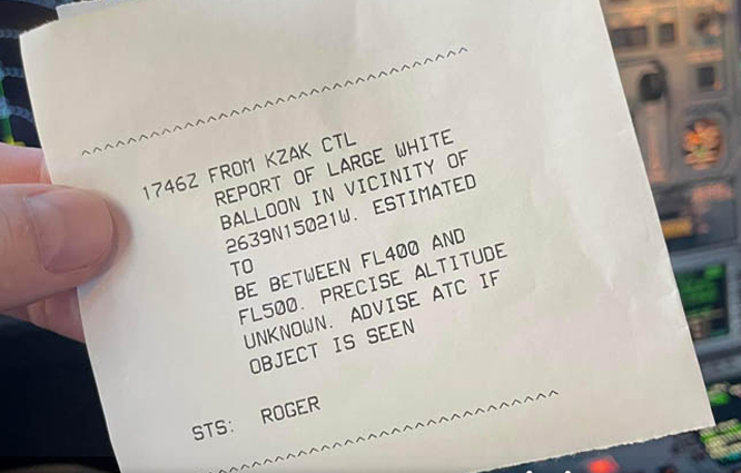 Delta Havayolu pilotları balon rapor etti