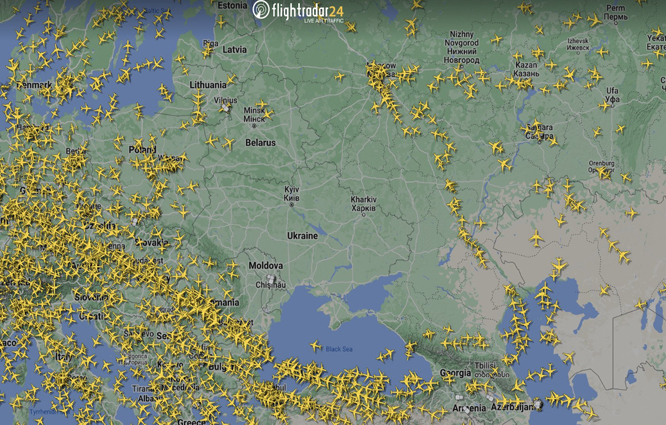 Flight Radar Ukrayna hava sahasını paylaştı