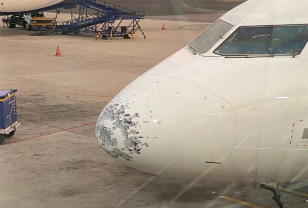 Indigo’nun A320neo’su doluya yakalandı