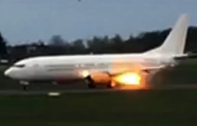 B737-400’ün kalkışta motoru alev aldı