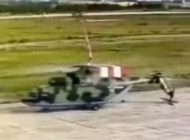Rusya’da Mi-26 taksi yaparken aydınlatma direğine çarptı