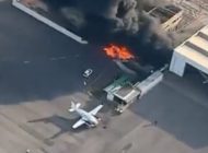 Brezilya’da uçak kontrolden çıkarak hangara çarptı