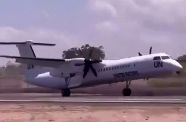 Somali’de burun üstü inen Dash 8’in görüntüleri yayınlandı