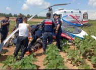 Adana’da Jandarma’ya ait Cayrokopter tarlaya acil indi