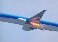 KLM Havayolu uçağı B777’nin motoru alev aldı