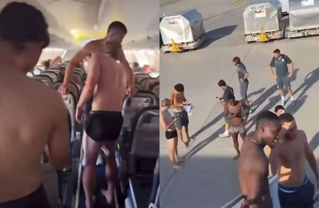 Futbolcuları uçakta soyunduran arıza