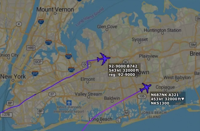 Trump’ın Air Force One uçağı havada tehlikeli yakınlaştı