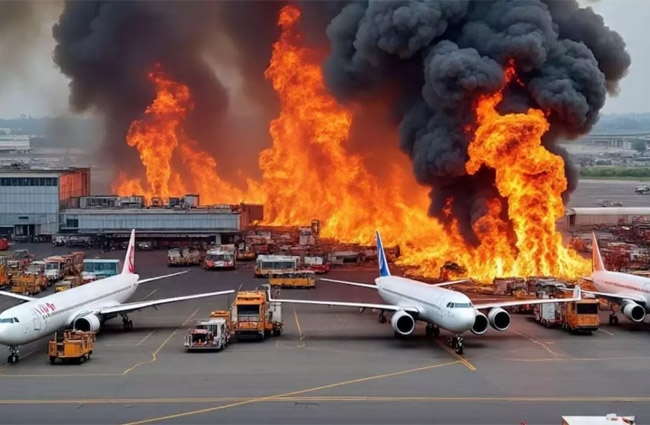 Bangladeş havalimanı yanıyor