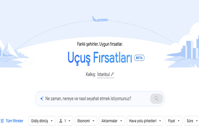 Google da uçak bileti arama özelliği başladı