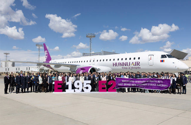 Hunnu Air yeni E195-E2 uçağını filosuna kattı