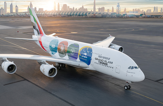Emirates, Grand Slam ruhunu A380 uçağıyla gökyüzüne taşıdı