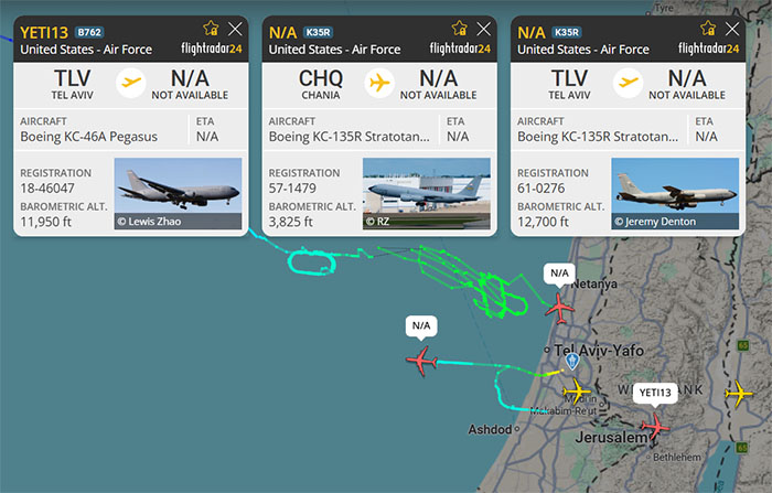 İsrail Hava Sahası’nda tanker uçak yoğunluğu