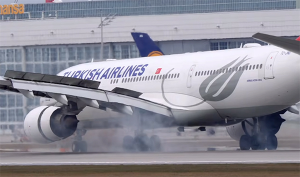 THY Münih Havalimanın’da balataları yaktı