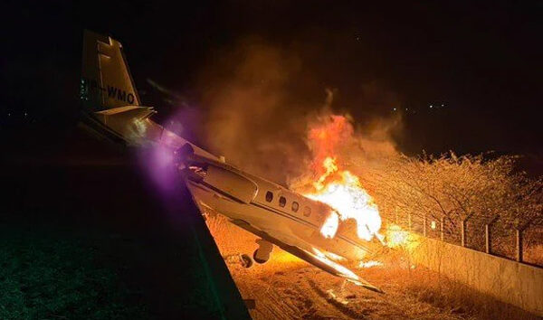 Brezilya’da Cessna 550 pisten çıktı alev aldı