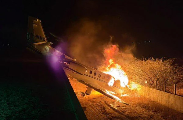 Brezilya’da Cessna 550 pisten çıktı alev aldı