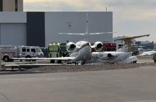 Las Vegas’ta Falcon 50 kalkışta pistten çıktı